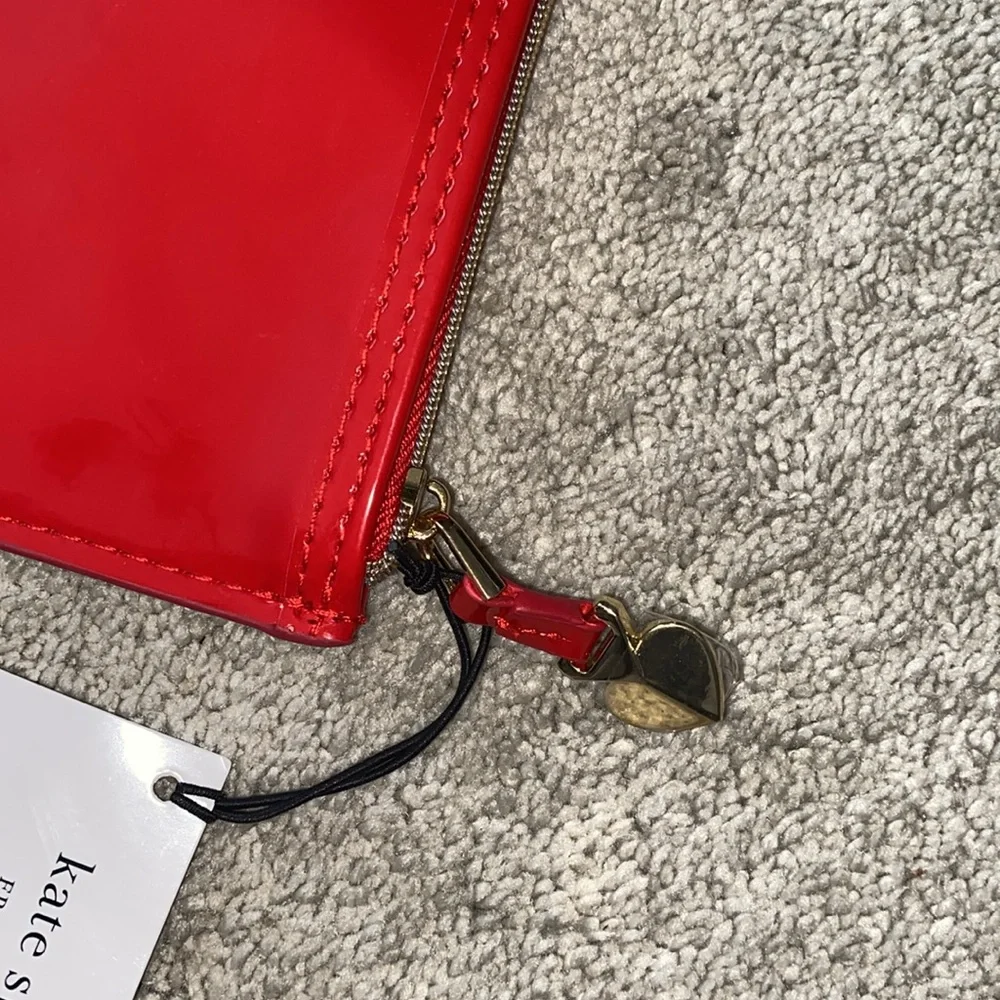 Kate Spade Fragrances Cherie Pouch red patent travel Bag‎ cosmetic Case ONLY New